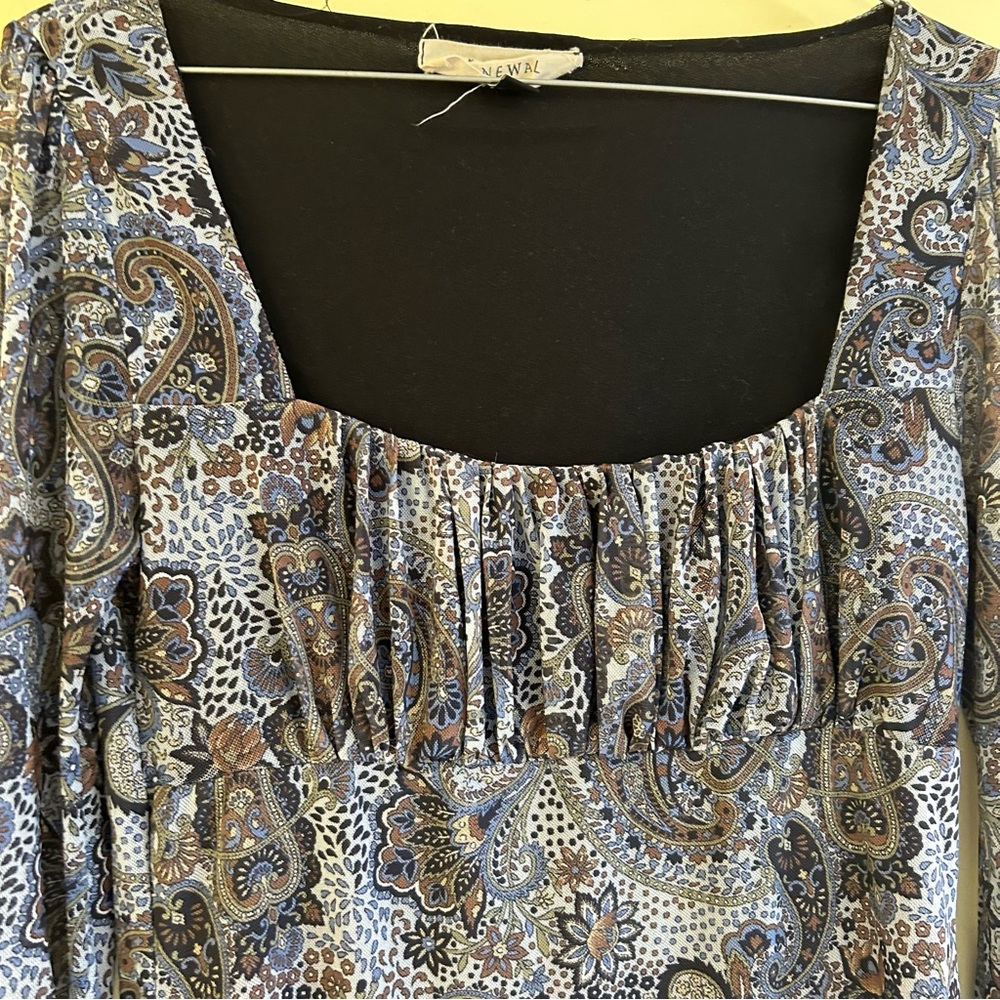 Urban Outfitters Renewal Paisley Mini y2k Dress Sz Md Babydoll Blue Floral Fairy - Picture 5 of 13